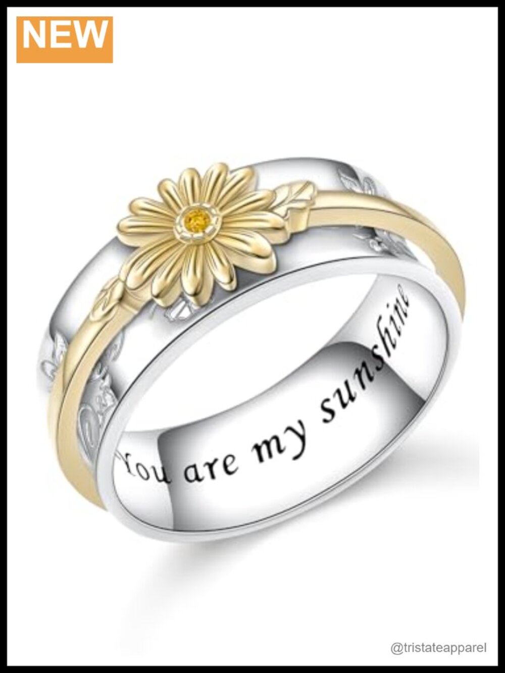 Daisy Spinner Ring You Are My Sunshine Sterling Silver Fidget ADHD Anxiety